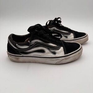 Vans Old Skool Flame Black White Skate Shoes Mens 5 Womens 6.5 751505